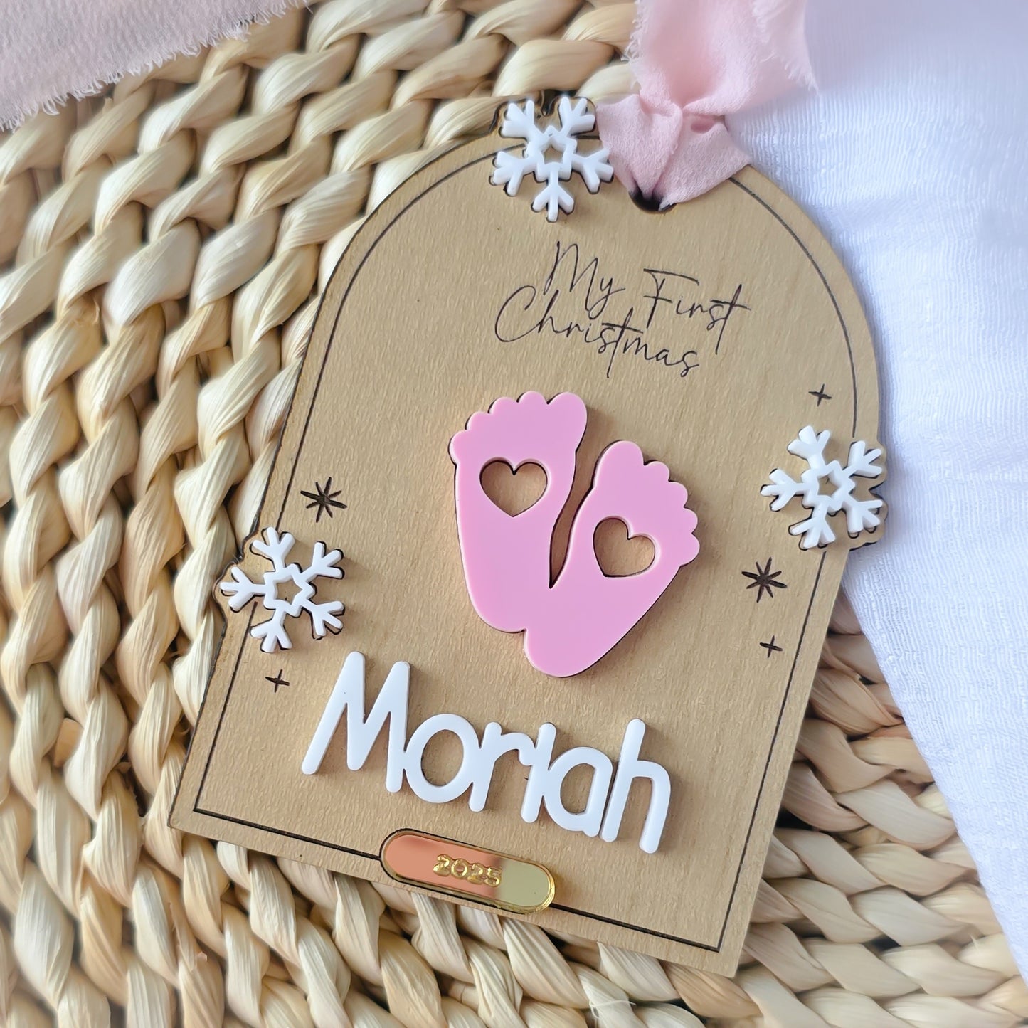 Personalized Baby Footprint Christmas Ornament 2025 – Custom Newborn Keepsake