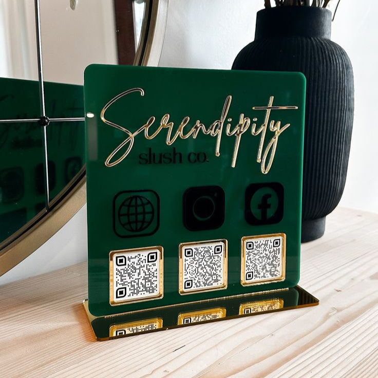 TRIPLE ICON QR CODE SIGN