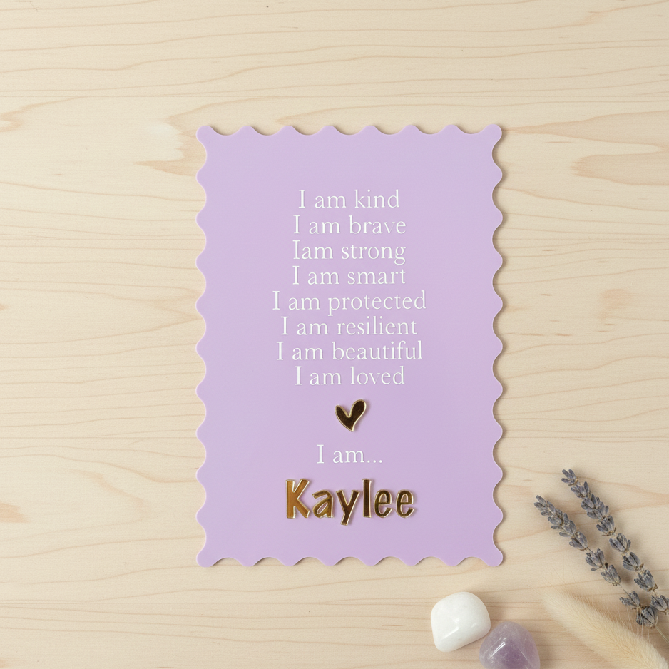 Personalized Wavy Kids Affirmation Plaque
