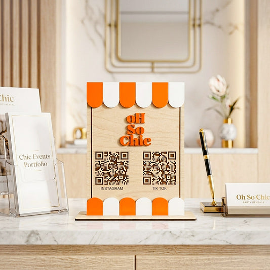 Custom Wood & Acrylic Social Media QR Code Stand