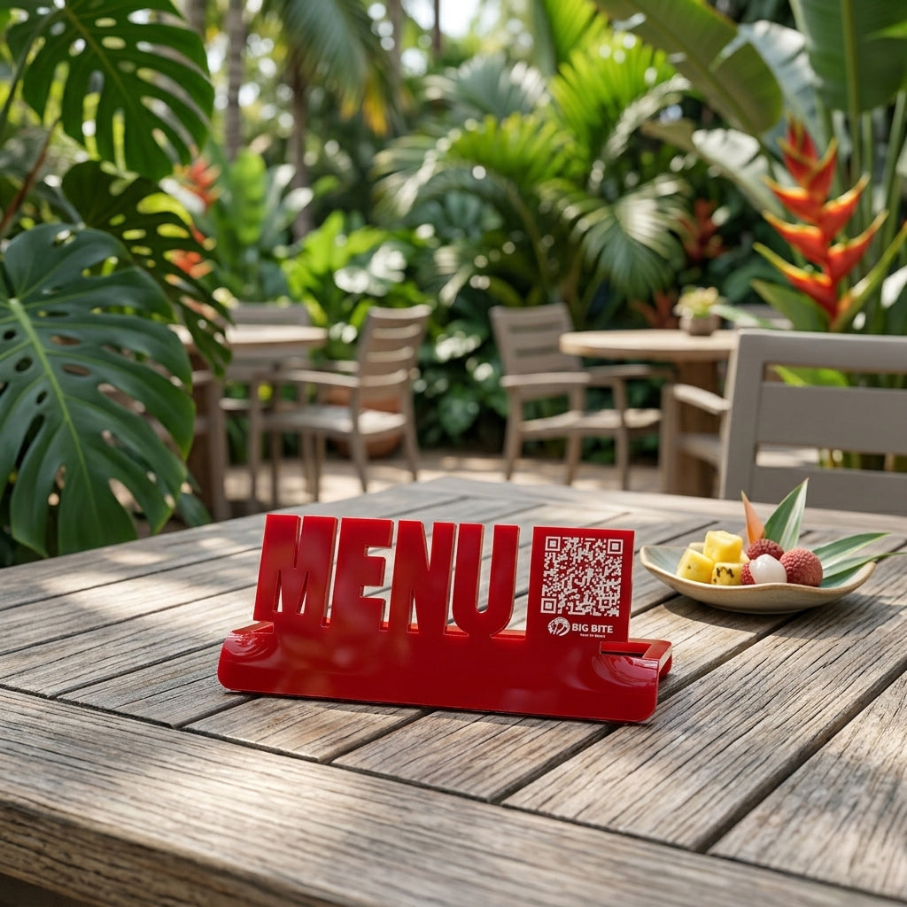 Acrylic QR Menu Display Stand | Waterproof Tabletop QR Sign for Restaurants
