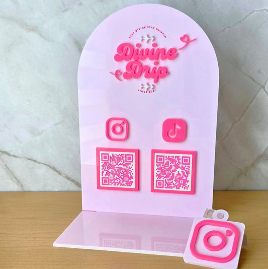 Custom Acrylic Instagram & TikTok QR Code Sign