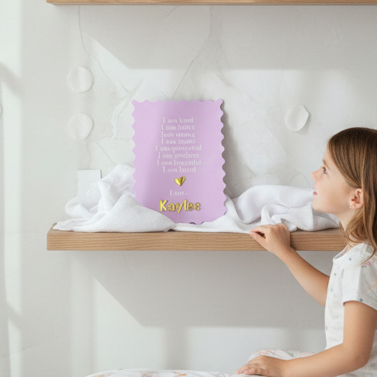 Personalized Wavy Kids Affirmation Plaque